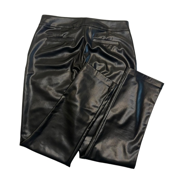 Calvin Klein Women's Black Faux Leather Button-Waist Straight Leg Pants NWOT - Picture 2 of 9